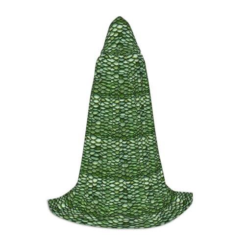Kapuzenumhang mit grünem Fischschuppen-Druck, Unisex, verschiedene Zauberer-Robe, Halloween, Cosplay und Karneval, Gothic von SKKNT