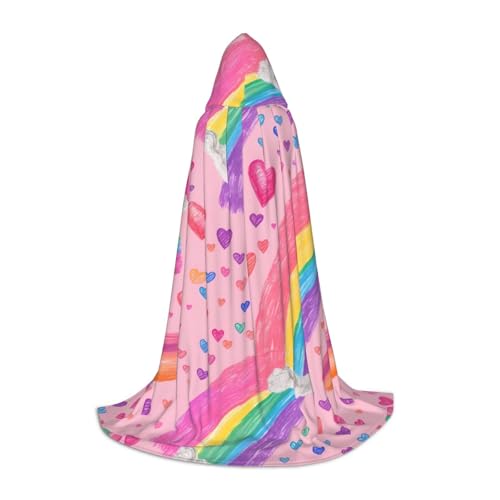 Kleiner Regenbogen-Aufdruck, Kapuzenumhang, Unisex, verschiedene Zauberer-Robe, Halloween, Cosplay und Karneval, Gothic von SKKNT