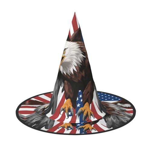 SKKNT Adler mit USA-Flagge, Druck, Kostüm, Partyhut, Karneval, Halloween, Hexenhut, faltbarer Hut für Themenveranstaltungen von SKKNT