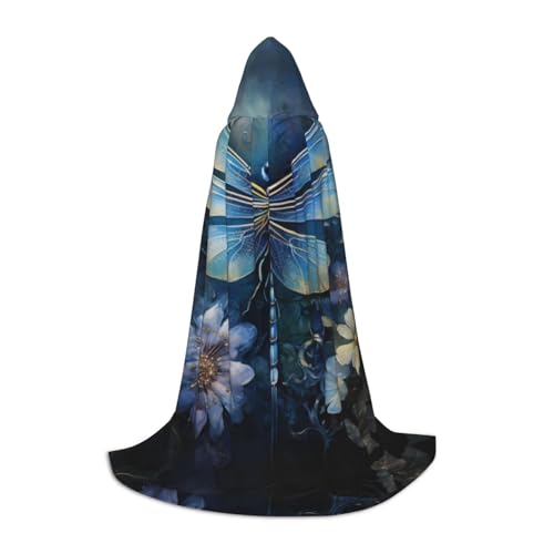 SKKNT Art Blue Dragonfly Print Halloween Hooded Cloak Full Length Cape With Hood For Men And Women For Carnival SKKNT Art Blue Dragonfly Print Halloween Hooded Cloak Full Length Cape With Hood For Men And Women For Carnival von SKKNT