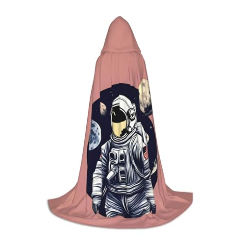 SKKNT Astronaut On The Moon 1 Print Halloween Hooded Cloak Full Length Cape With Hood For Men And Women For Carnival von SKKNT