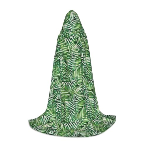 SKKNT Bananenblatt-Umhang mit Kapuze, grüner Druck, Halloween, Umhang mit Kapuze, für Damen und Herren, für Karneval von SKKNT