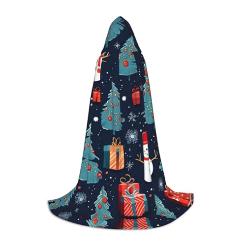 SKKNT Blauer Weihnachtsumhang mit Schneemann-Aufdruck, Unisex, verschiedene Zauberer-Robe, Halloween, Cosplay und Karneval, Gothic von SKKNT