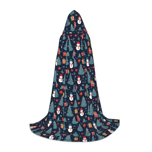 SKKNT Blauer Weihnachtsumhang mit Schneemann-Druck, Halloween-Kapuzenumhang mit Kapuze, für Damen und Herren, für Karneval SKKNT Blauer Weihnachtsumhang mit Schneemann-Druck, Halloween-Kapuzenumhang mit Kapuze, für Damen und Herren, für Karneval von SKKNT