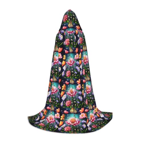 SKKNT Blumen-Diamant-Malerei-Druck, Halloween-Kapuzenumhang, Umhang mit Kapuze, für Damen und Herren, für Karneval SKKNT Blumen-Diamant-Malerei-Druck, Halloween-Kapuzenumhang, Umhang mit Kapuze, für Damen und Herren, für Karneval von SKKNT