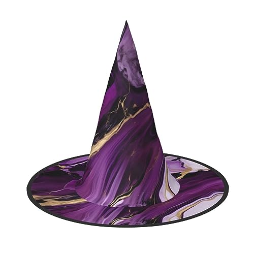 SKKNT Dunkelviolette Textur Marmor 1 Druck Kostüm Party Hut Karneval Halloween Hexenhut Faltbarer Hut für Themenveranstaltungen von SKKNT