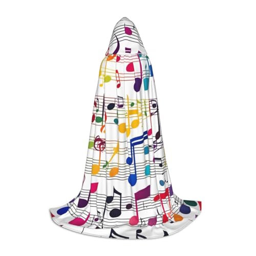 SKKNT Farbenfroher Halloween-Kapuzenumhang mit Musiknoten-Druck, volle Länge, Umhang mit Kapuze, für Damen und Herren für Karneval SKKNT Farbenfroher Halloween-Kapuzenumhang mit Musiknoten-Druck, volle Länge, Umhang mit Kapuze, für Damen und Herren für Karneval von SKKNT