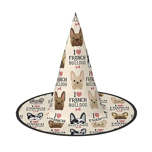 SKKNT Französischer Hund Druck Kostüm Party Hut Karneval Halloween Hexenhut Faltbarer Hut für Themen-Event SKKNT Französischer Hund Druck Kostüm Party Hut Karneval Halloween Hexenhut Faltbarer Hut für Themen-Event von SKKNT