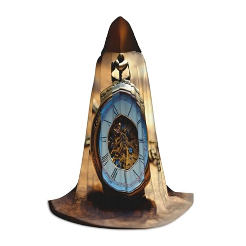 SKKNT Gears Clock Bronze-Umhang mit Kapuze und Jahrhundertdruck, Unisex, verschiedene Zauberer-Robe, Halloween, Cosplay und Karneval, Gothic von SKKNT