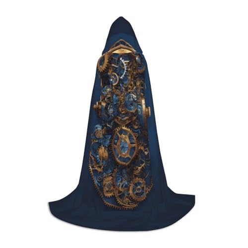 SKKNT Gears Clock Bronze-Umhang mit Kapuze und Jahrhundertdruck, Unisex, verschiedene Zauberer-Robe, Halloween, Cosplay und Karneval, Gothic von SKKNT