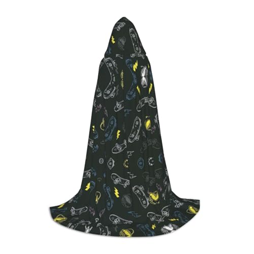 SKKNT Graffiti-Skateboard-Druck, Halloween-Kapuzenumhang, volle Länge, Umhang mit Kapuze, für Damen und Herren, für Karneval SKKNT Graffiti-Skateboard-Druck, Halloween-Kapuzenumhang, volle Länge, Umhang mit Kapuze, für Damen und Herren, für Karneval von SKKNT