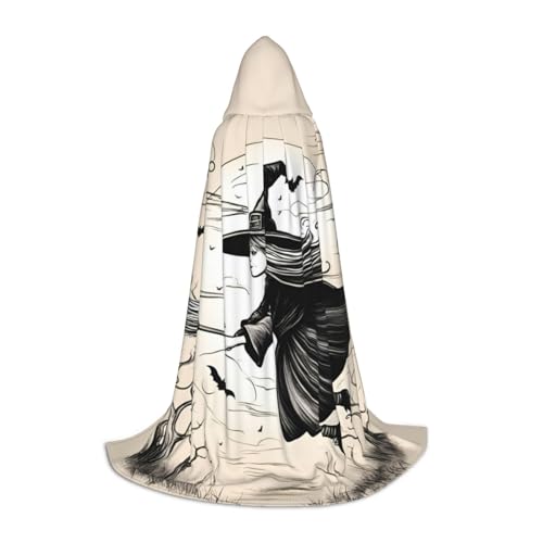 SKKNT Halloween Hexe fliegender Druck Halloween Kapuzenumhang voller Länge Umhang mit Kapuze für Männer und Frauen für Karneval SKKNT Halloween Hexe fliegender Druck Halloween Kapuzenumhang voller Länge Umhang mit Kapuze für Männer und Frauen für Karneval von SKKNT