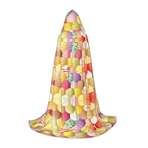 SKKNT Halloween-Kapuzenumhang mit Eiscreme-Aufdruck, volle Länge, Umhang mit Kapuze, für Damen und Herren, für Karneval SKKNT Halloween-Kapuzenumhang mit Eiscreme-Aufdruck, volle Länge, Umhang mit Kapuze, für Damen und Herren, für Karneval von SKKNT