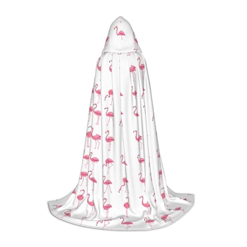 SKKNT Halloween-Kapuzenumhang mit Flamingos auf weißem Druck, volle Länge, Umhang mit Kapuze, für Damen und Herren, für Karneval SKKNT Halloween-Kapuzenumhang mit Flamingos auf weißem Druck, volle Länge, Umhang mit Kapuze, für Damen und Herren, für Karneval von SKKNT