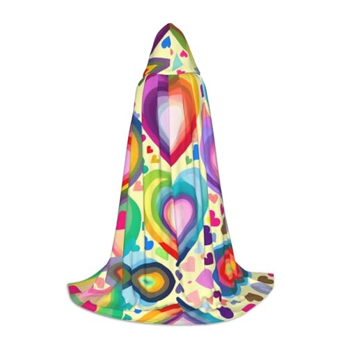 SKKNT Halloween-Kapuzenumhang mit Herzen in Regenbogenfarben, mit Kapuze, für Damen und Herren, für Karneval SKKNT Halloween-Kapuzenumhang mit Herzen in Regenbogenfarben, mit Kapuze, für Damen und Herren, für Karneval von SKKNT