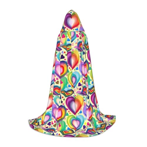 SKKNT Halloween-Kapuzenumhang mit Herzen in Regenbogenfarben, mit Kapuze, für Damen und Herren, für Karneval SKKNT Halloween-Kapuzenumhang mit Herzen in Regenbogenfarben, mit Kapuze, für Damen und Herren, für Karneval von SKKNT