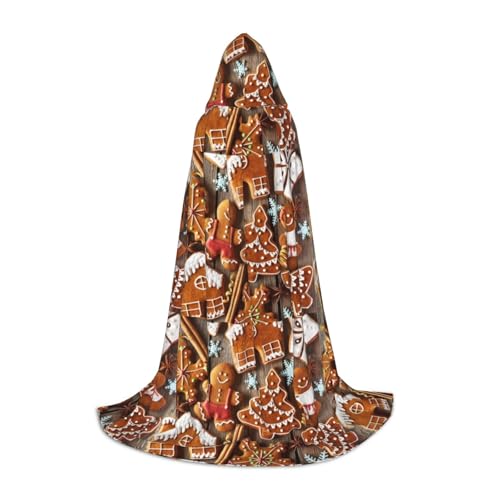 SKKNT Halloween-Kapuzenumhang mit Lebkuchenmotiv, Umhang mit Kapuze, für Damen und Herren, für Karneval von SKKNT