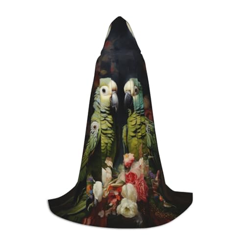 SKKNT Halloween-Kapuzenumhang mit Papageien-Motiv, mit Kapuze, für Damen und Herren, für Karneval von SKKNT