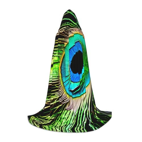 SKKNT Halloween-Kapuzenumhang mit Pfauenfeder-Druck, volle Länge, Umhang mit Kapuze, für Damen und Herren, für Karneval SKKNT Halloween-Kapuzenumhang mit Pfauenfeder-Druck, volle Länge, Umhang mit Kapuze, für Damen und Herren, für Karneval von SKKNT