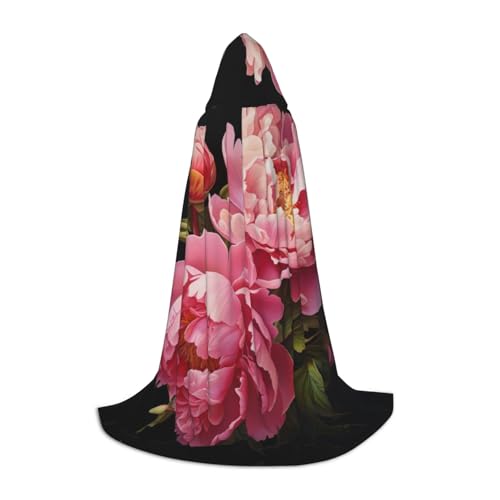 SKKNT Halloween-Kapuzenumhang mit Pfingstrosen-Druck, volle Länge, Umhang mit Kapuze, für Damen und Herren, für Karneval SKKNT Halloween-Kapuzenumhang mit Pfingstrosen-Druck, volle Länge, Umhang mit Kapuze, für Damen und Herren, für Karneval von SKKNT