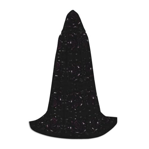 SKKNT Halloween-Umhang mit Kapuze, Gothic-Rosen-Druck, volle Länge, Umhang mit Kapuze, für Damen und Herren, für Karneval von SKKNT