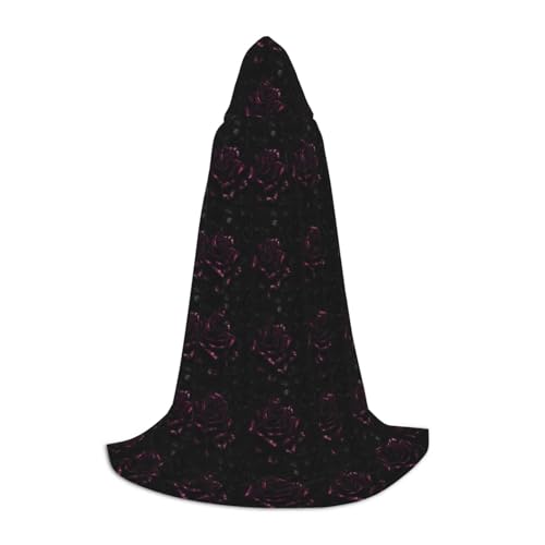 SKKNT Halloween-Umhang mit Kapuze, Gothic-Rosen-Druck, volle Länge, Umhang mit Kapuze, für Damen und Herren, für Karneval SKKNT Halloween-Umhang mit Kapuze, Gothic-Rosen-Druck, volle Länge, Umhang mit Kapuze, für Damen und Herren, für Karneval von SKKNT