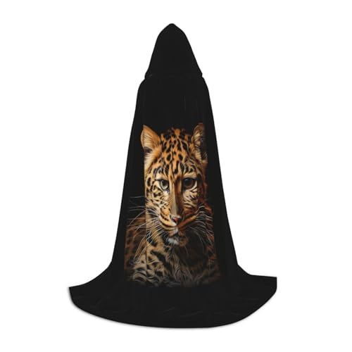 SKKNT Halloween-Umhang mit Kapuze, Leopardenmuster, voller Länge, Umhang mit Kapuze, für Damen und Herren, für Karneval SKKNT Halloween-Umhang mit Kapuze, Leopardenmuster, voller Länge, Umhang mit Kapuze, für Damen und Herren, für Karneval von SKKNT