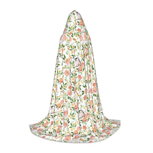 SKKNT Halloween-Umhang mit Kapuze und Blumen- und Vogel-Druck, volle Länge, Umhang mit Kapuze, für Damen und Herren, für Karneval SKKNT Halloween-Umhang mit Kapuze und Blumen- und Vogel-Druck, volle Länge, Umhang mit Kapuze, für Damen und Herren, für Karneval von SKKNT