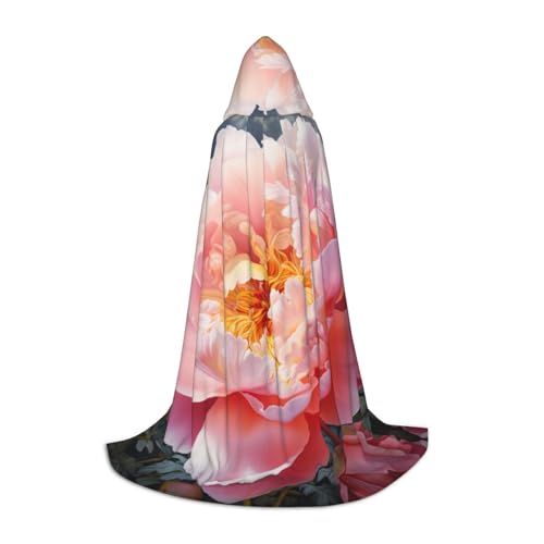 SKKNT Halloween-Umhang mit Kapuze und Pfingstrosen-Druck, volle Länge, Umhang mit Kapuze, für Damen und Herren, für Karneval SKKNT Halloween-Umhang mit Kapuze und Pfingstrosen-Druck, volle Länge, Umhang mit Kapuze, für Damen und Herren, für Karneval von SKKNT
