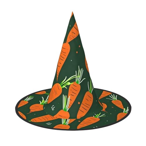 SKKNT Happy Carrot Print Kostüm Party Hut Karneval Halloween Hexenhut Faltbarer Hut für Themen-Event von SKKNT
