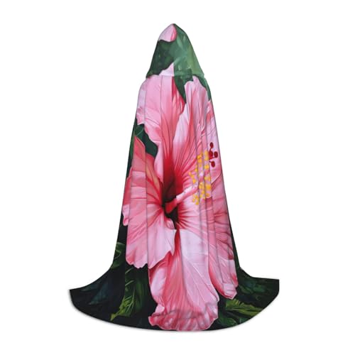 SKKNT Hawaii Kapuzenumhang mit rosa Blumendruck, Unisex, verschiedene Zauberer-Robe, Halloween, Cosplay und Karneval, Gothic von SKKNT