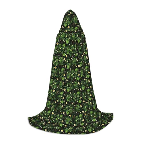 SKKNT Hawaii-Print Halloween Kapuzenumhang voller Länge Umhang mit Kapuze für Damen und Herren für Karneval von SKKNT
