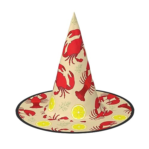 SKKNT Hummer und Krabbe Druck Kostüm Party Hut Karneval Halloween Hexenhut Faltbarer Hut für Themenveranstaltungen SKKNT Hummer und Krabbe Druck Kostüm Party Hut Karneval Halloween Hexenhut Faltbarer Hut für Themenveranstaltungen von SKKNT