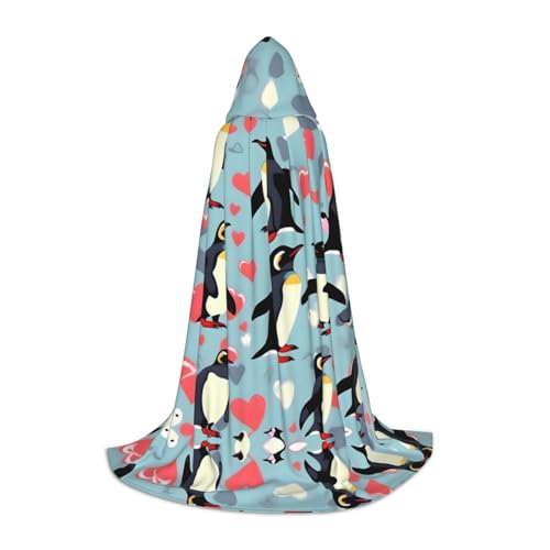 SKKNT I Love Pinguins Druck Halloween Kapuze Mantel in voller Länge Umhang mit Kapuze für Männer und Frauen zum Karneval von SKKNT