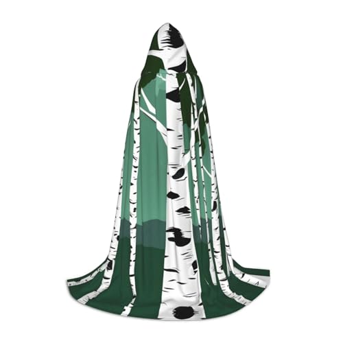 SKKNT Kapuzenumhang mit Birkenbäumen, Unisex, verschiedene Zauberer-Robe, Halloween, Cosplay und Karneval, Gothic von SKKNT