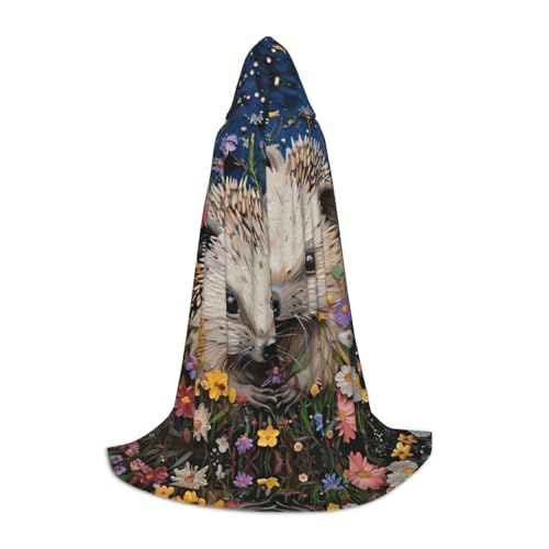 SKKNT Kapuzenumhang mit Blumenmuster und Igeln, Unisex, verschiedene Zauberer-Robe, Halloween, Cosplay und Karneval, Gothic SKKNT Kapuzenumhang mit Blumenmuster und Igeln, Unisex, verschiedene Zauberer-Robe, Halloween, Cosplay und Karneval, Gothic von SKKNT
