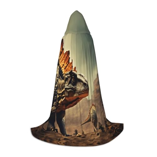 SKKNT Kapuzenumhang mit Dinosaurier-Aufdruck, Unisex, verschiedene Zauberer-Robe, Halloween, Cosplay und Karneval, Gothic von SKKNT