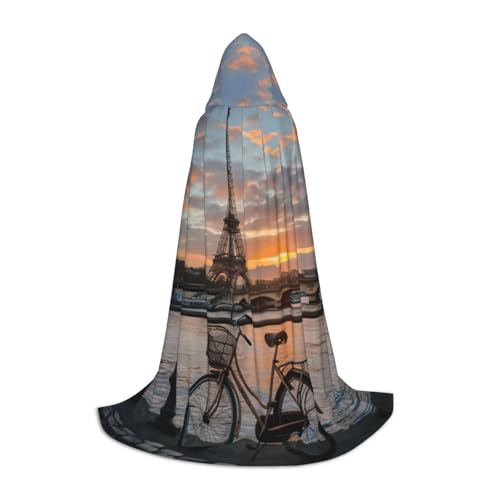 SKKNT Kapuzenumhang mit Eiffelturm-Motiv, Unisex, verschiedene Zauberer-Robe, Halloween, Cosplay und Karneval, Gothic von SKKNT