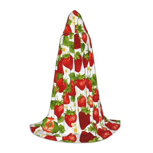 SKKNT Kapuzenumhang mit Erdbeermuster, Unisex, verschiedene Zauberer-Robe, Halloween, Cosplay und Karneval, Gothic von SKKNT
