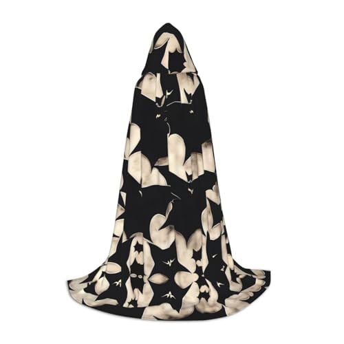 SKKNT Kapuzenumhang mit Fledermausdruck, Unisex, verschiedene Zauberer-Robe, Halloween, Cosplay und Karneval, Gothic von SKKNT