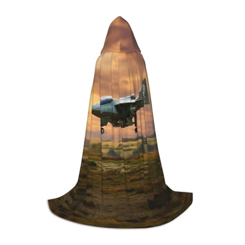 SKKNT Kapuzenumhang mit Flugzeug-Jets-Aufdruck, Unisex, verschiedene Zauberer-Robe, Halloween, Cosplay und Karneval, Gothic von SKKNT