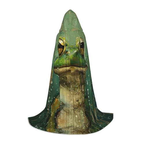 SKKNT Kapuzenumhang mit Frosch- und Regendruck, Unisex, verschiedene Zauberer-Robe, Halloween, Cosplay und Karneval, Gothic von SKKNT