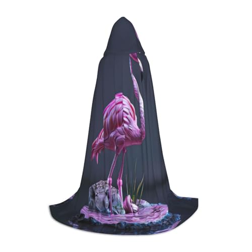 SKKNT Kapuzenumhang mit Hohl Flamingo-Druck, Unisex, verschiedene Zauberer-Robe, Halloween, Cosplay und Karneval, Gothic von SKKNT