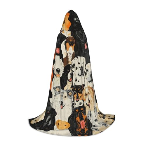 SKKNT Kapuzenumhang mit Hundemuster, Unisex, verschiedene Zauberer-Robe, Halloween, Cosplay und Karneval, Gothic von SKKNT