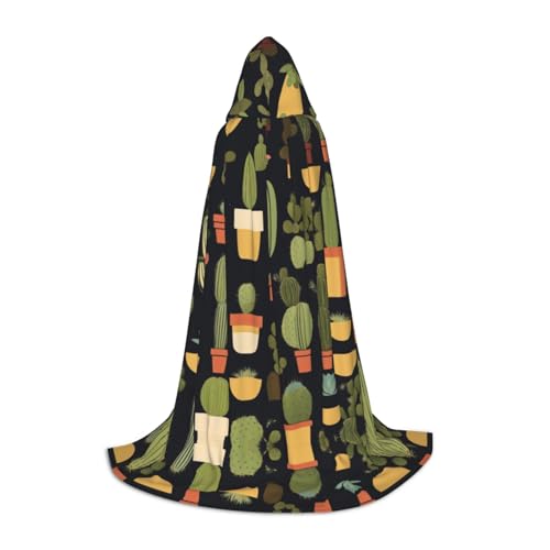 SKKNT Kapuzenumhang mit Kaktusdruck, Unisex, verschiedene Zauberer-Robe, Halloween, Cosplay und Karneval, Gothic von SKKNT