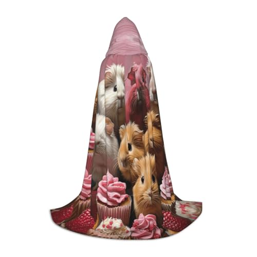 SKKNT Kapuzenumhang mit Meerschweinchen und Cupcakes, Unisex, verschiedene Zauberer-Robe, Halloween, Cosplay und Karneval, Gothic von SKKNT