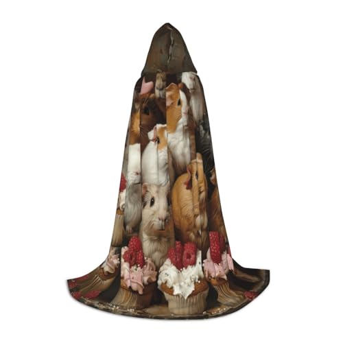 SKKNT Kapuzenumhang mit Meerschweinchen und Cupcakes, Unisex, verschiedene Zauberer-Robe, Halloween, Cosplay und Karneval, Gothic von SKKNT