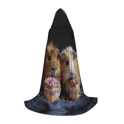 SKKNT Kapuzenumhang mit Meerschweinchen und Cupcakes, Unisex, verschiedene Zauberer-Robe, Halloween, Cosplay und Karneval, Gothic von SKKNT