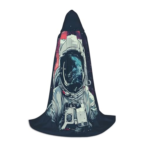 SKKNT Kapuzenumhang mit Mond-Astronauten-Druck, Unisex, verschiedene Zauberer-Robe, Halloween, Cosplay und Karneval, Gothic von SKKNT