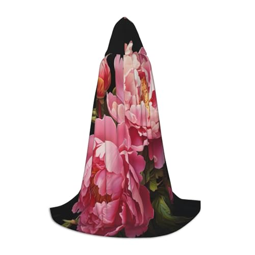 SKKNT Kapuzenumhang mit Pfingstrosen-Aufdruck, Unisex, verschiedene Zauberer-Robe, Halloween, Cosplay und Karneval, Gothic von SKKNT